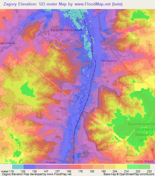 Zagory,Belarus Elevation Map