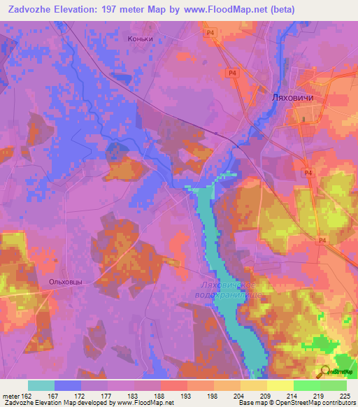 Zadvozhe,Belarus Elevation Map