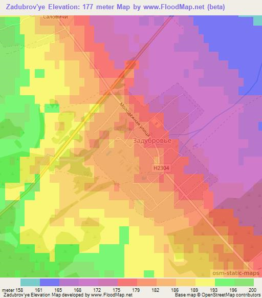 Zadubrov'ye,Belarus Elevation Map