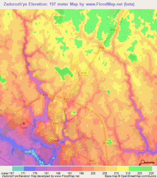 Zadorozh'ye,Belarus Elevation Map