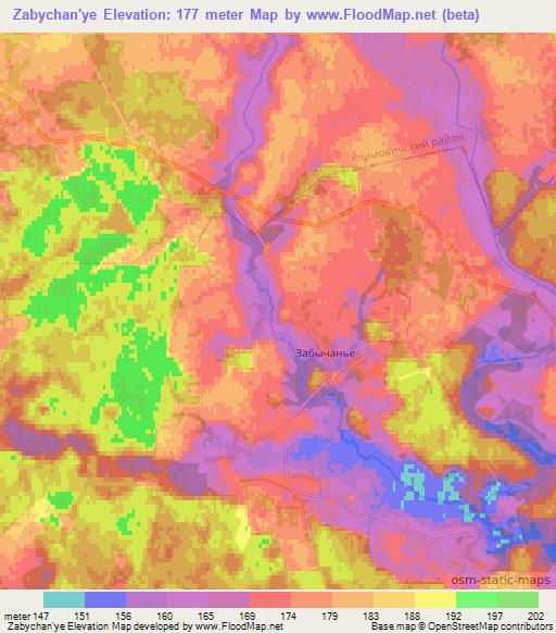 Zabychan'ye,Belarus Elevation Map