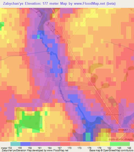 Zabychan'ye,Belarus Elevation Map