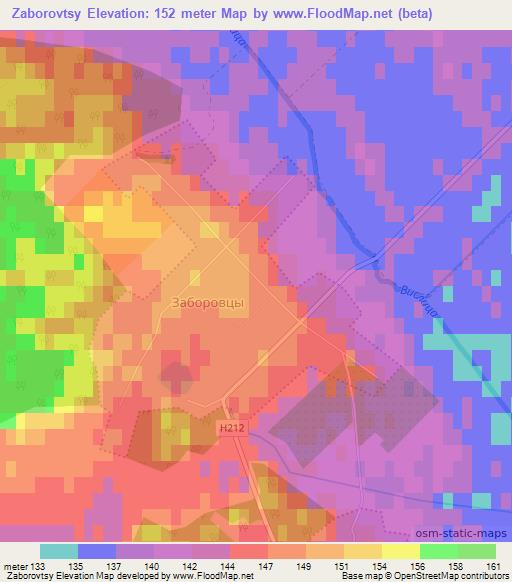 Zaborovtsy,Belarus Elevation Map