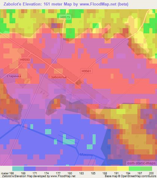 Zabolot'e,Belarus Elevation Map