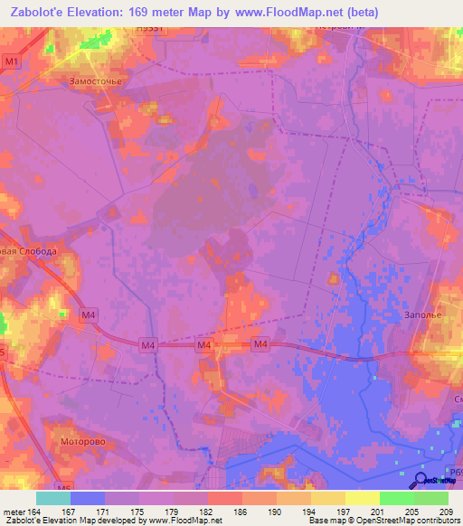 Zabolot'e,Belarus Elevation Map