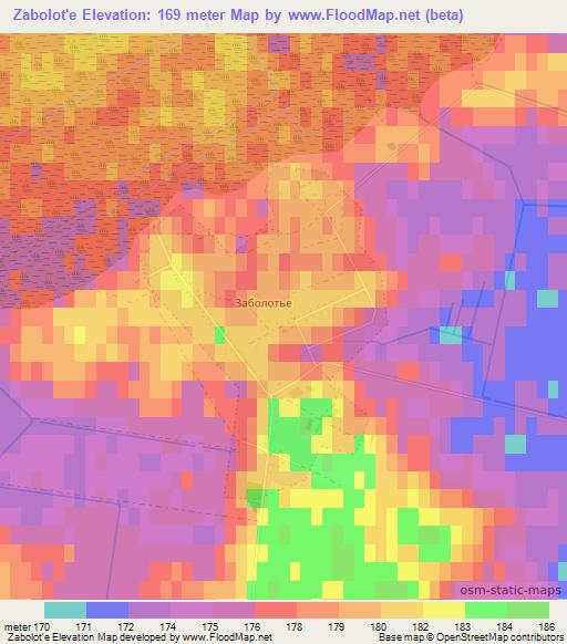 Zabolot'e,Belarus Elevation Map