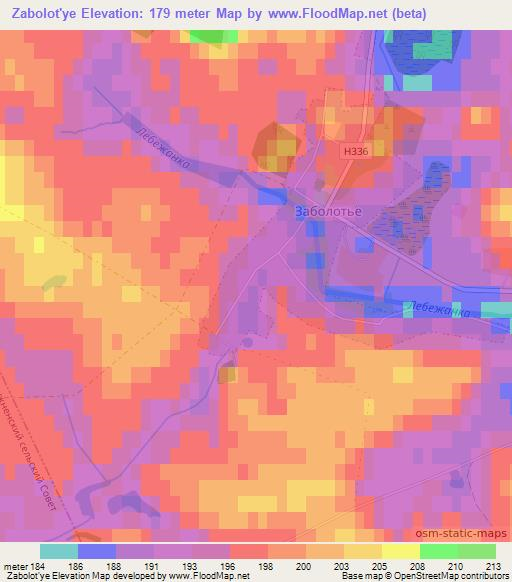 Zabolot'ye,Belarus Elevation Map