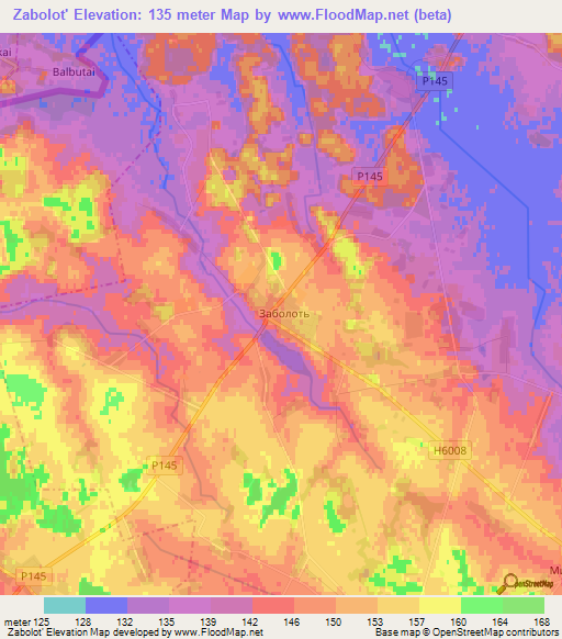 Zabolot',Belarus Elevation Map
