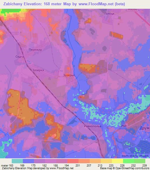 Zabichany,Belarus Elevation Map