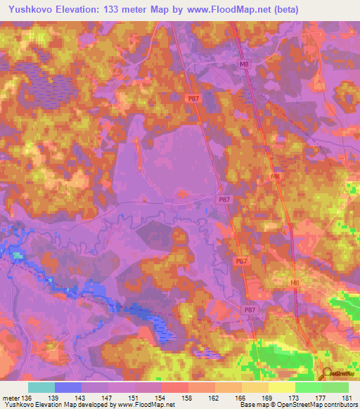Yushkovo,Belarus Elevation Map