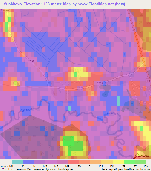 Yushkovo,Belarus Elevation Map
