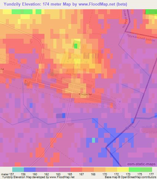 Yundzily,Belarus Elevation Map