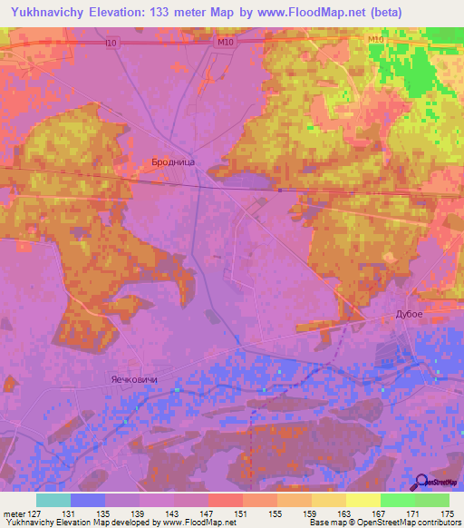 Yukhnavichy,Belarus Elevation Map