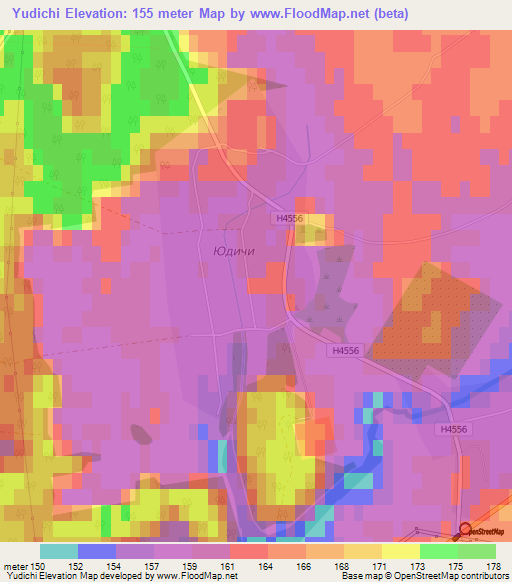 Yudichi,Belarus Elevation Map