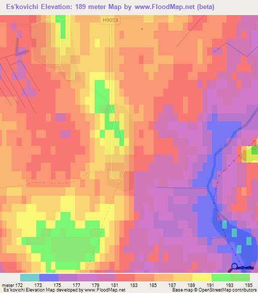 Es'kovichi,Belarus Elevation Map
