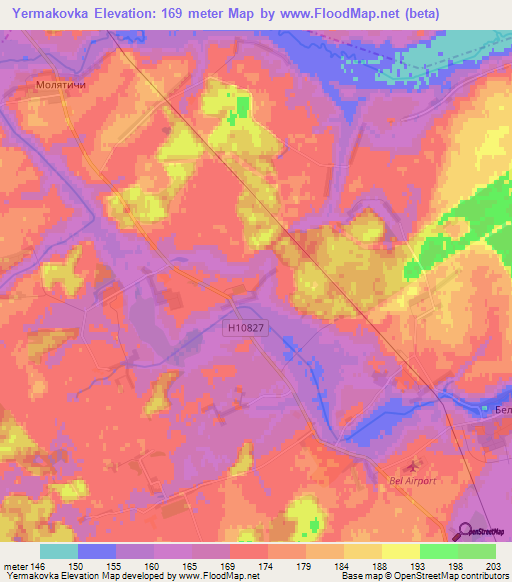 Yermakovka,Belarus Elevation Map