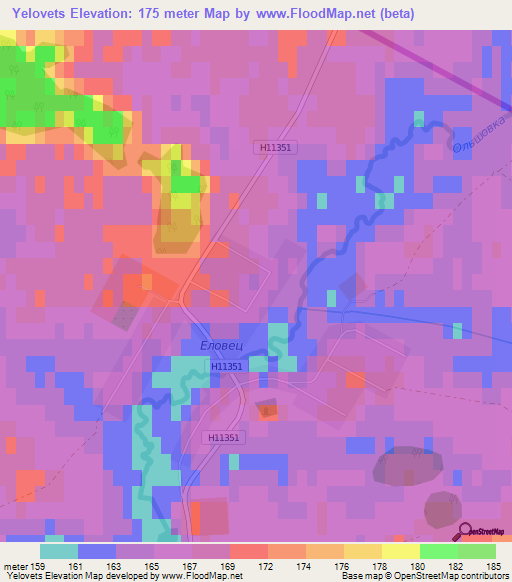 Yelovets,Belarus Elevation Map