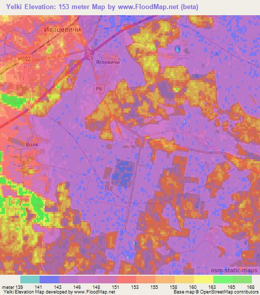 Yelki,Belarus Elevation Map