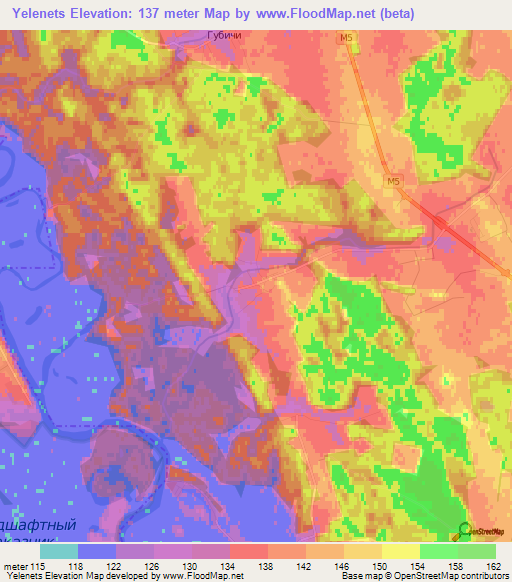 Yelenets,Belarus Elevation Map