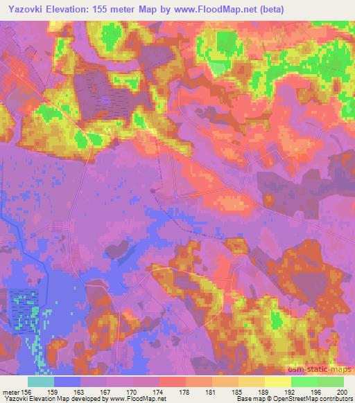 Yazovki,Belarus Elevation Map