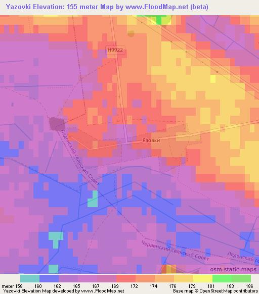 Yazovki,Belarus Elevation Map