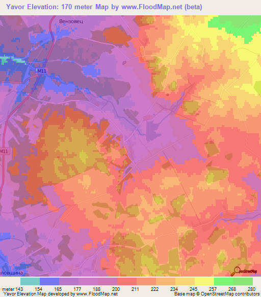 Yavor,Belarus Elevation Map