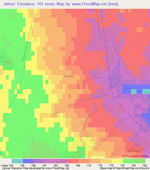 Jatvez',Belarus Elevation Map