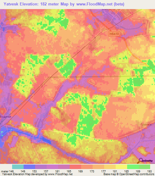 Yatvesk,Belarus Elevation Map