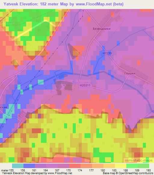 Yatvesk,Belarus Elevation Map