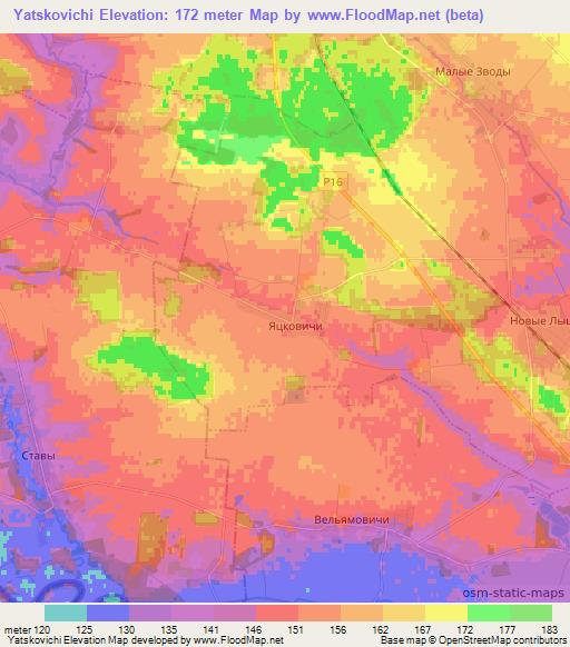 Yatskovichi,Belarus Elevation Map