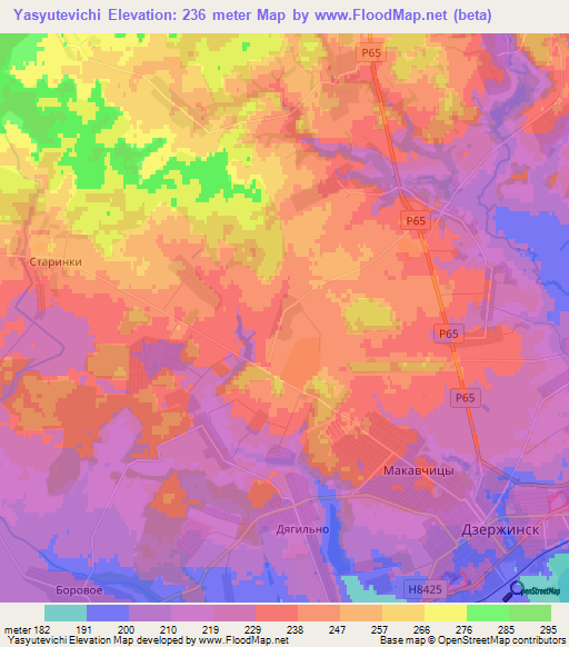 Yasyutevichi,Belarus Elevation Map