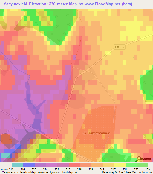 Yasyutevichi,Belarus Elevation Map
