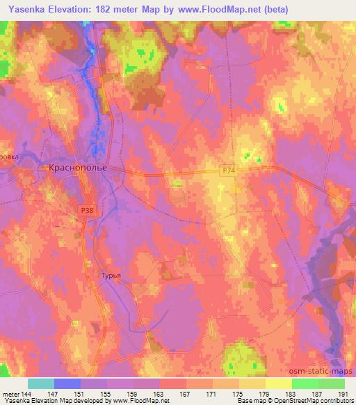 Yasenka,Belarus Elevation Map