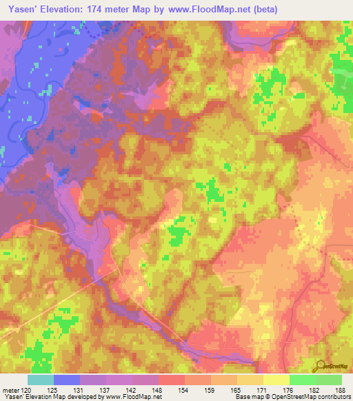 Yasen',Belarus Elevation Map