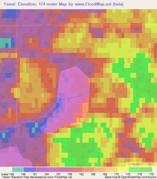 Yasen',Belarus Elevation Map