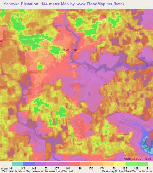 Yanovka,Belarus Elevation Map