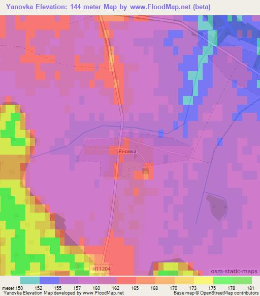 Yanovka,Belarus Elevation Map