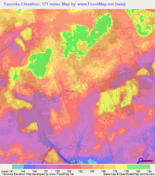 Yanovka,Belarus Elevation Map