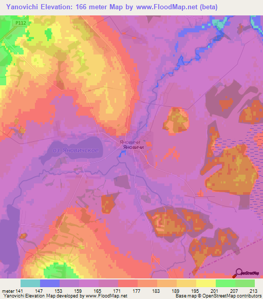 Yanovichi,Belarus Elevation Map
