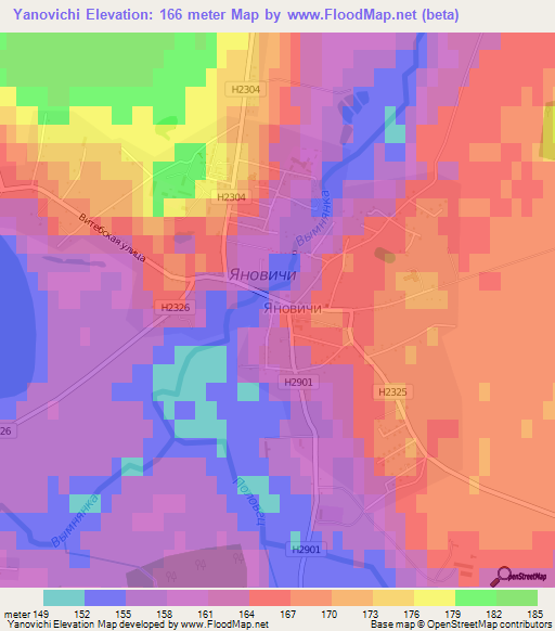 Yanovichi,Belarus Elevation Map