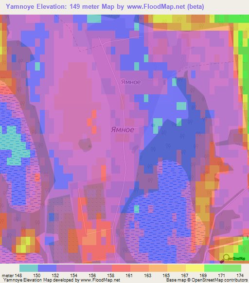 Yamnoye,Belarus Elevation Map