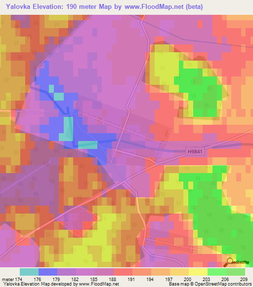 Yalovka,Belarus Elevation Map