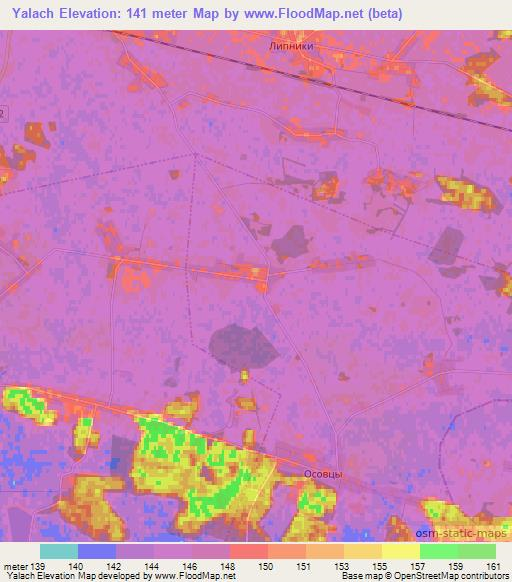 Yalach,Belarus Elevation Map