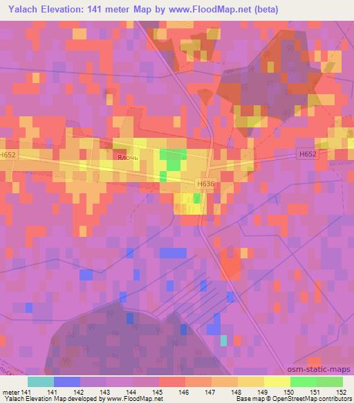 Yalach,Belarus Elevation Map