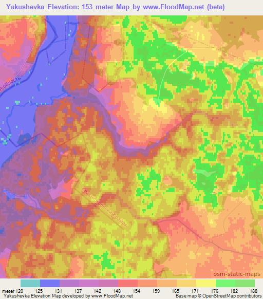 Yakushevka,Belarus Elevation Map