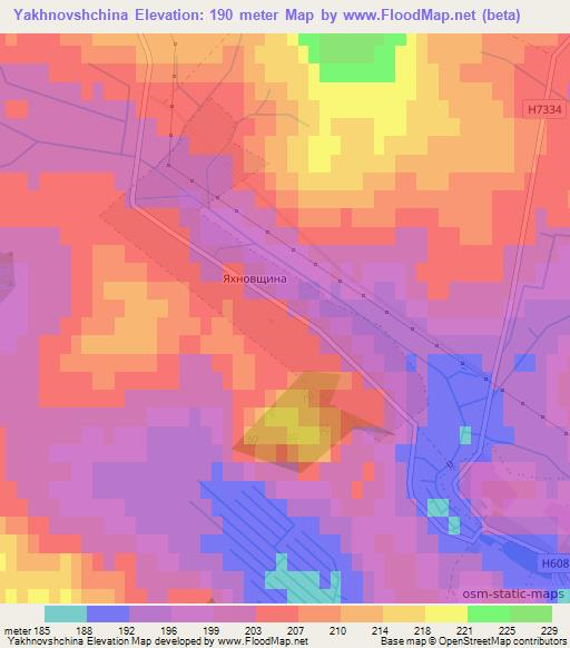 Yakhnovshchina,Belarus Elevation Map