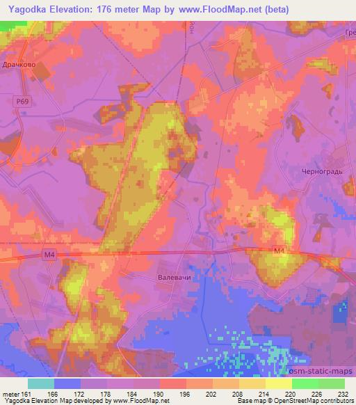 Yagodka,Belarus Elevation Map