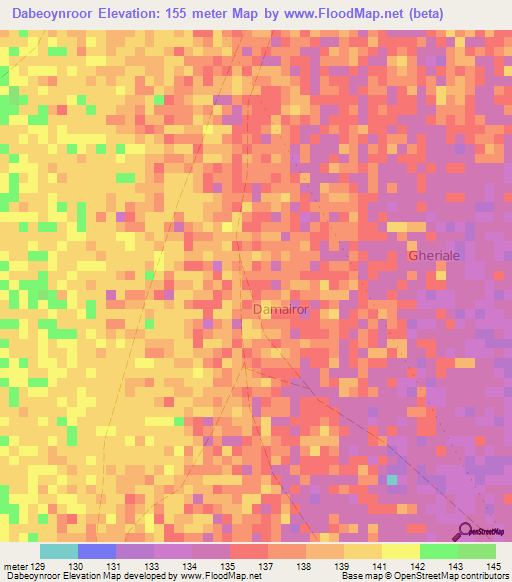Dabeoynroor,Somalia Elevation Map