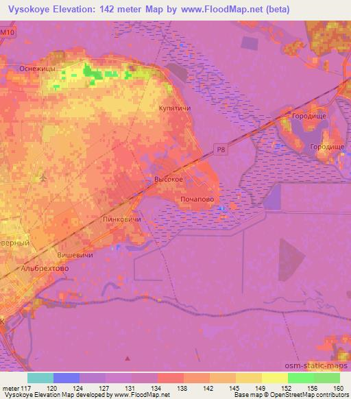 Vysokoye,Belarus Elevation Map