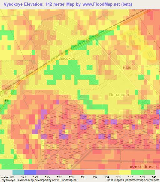 Vysokoye,Belarus Elevation Map